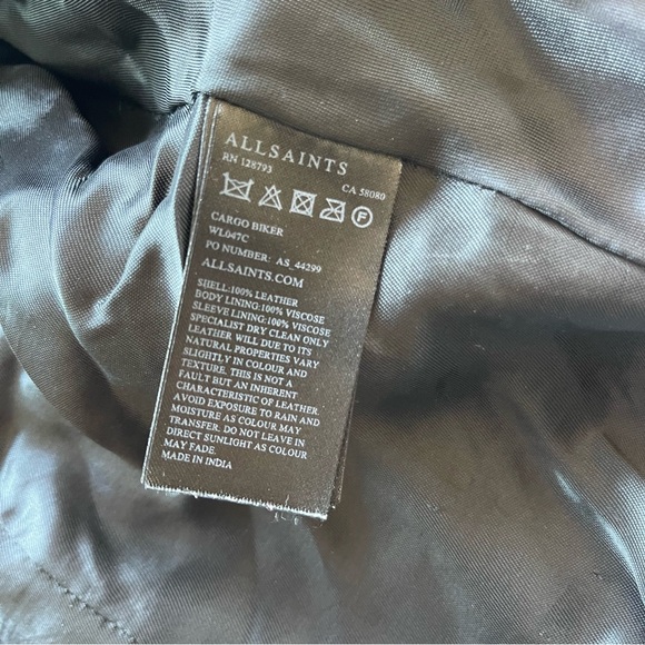 All Saints Black Leather Biker Jacket US 2 - Picture 13 of 14